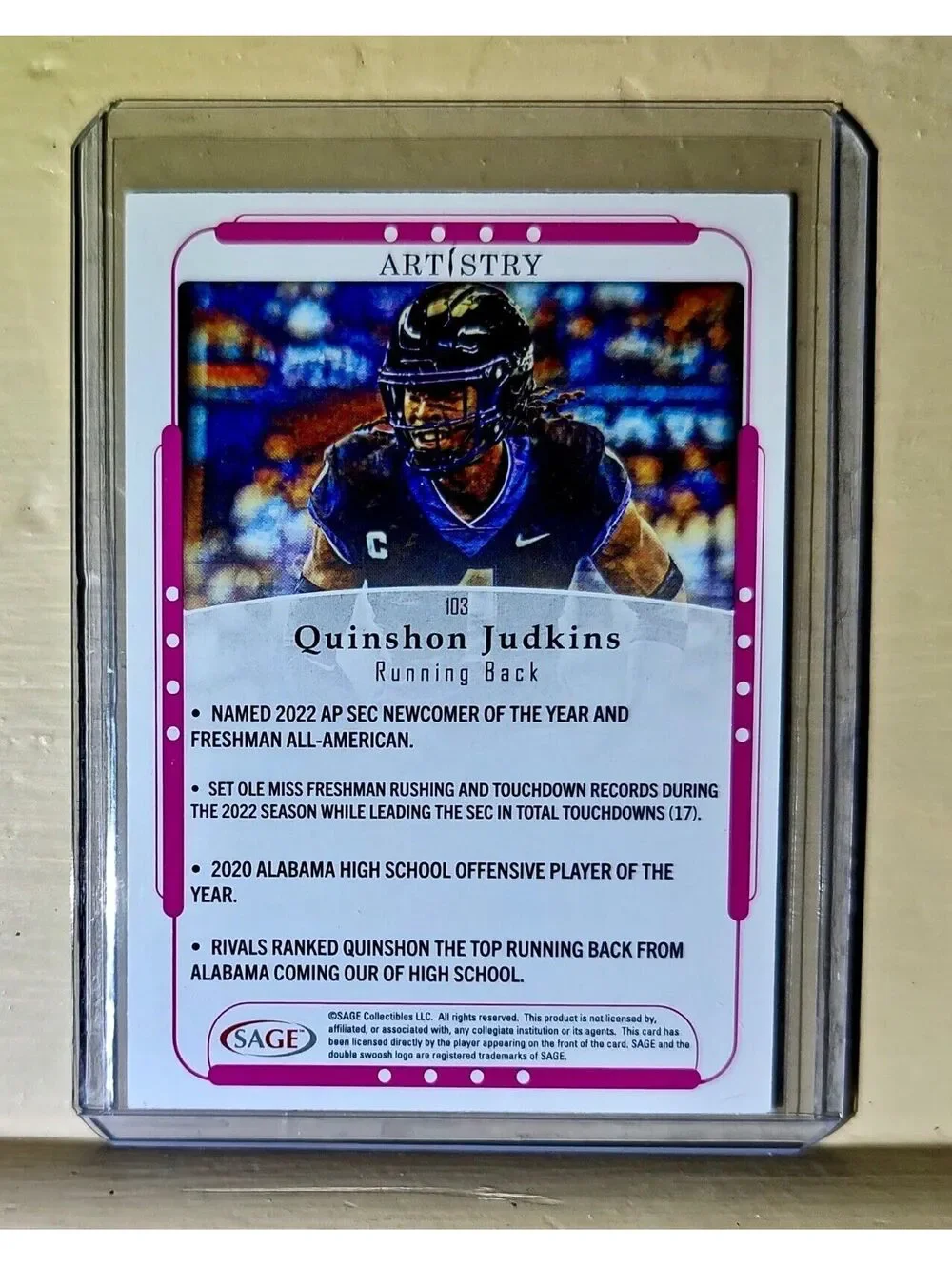 Quinshon Judkins 2023 SAGE Artistry Football #103 Card